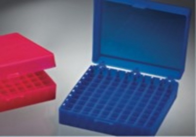 LABCON 100-Place Freezer Box, Hinged Lids, for 1.5/2.0mL tubes, PP, Asst Colors, 5 units/cs