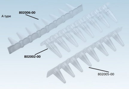 Cellpro A type 0.1ml PCR 8-WHITE Strips Tube w Optical Clear Flat Caps Low Profile, 125 Strips/PK,10 PK/CS