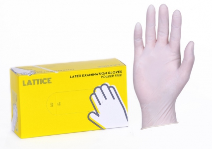 "Lattice" Single Chlorination Coated Latex Examination Gloves Powder Free (L) CTN