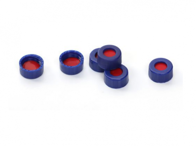 Chrominex Red PTFE/White Silicone septa/Red PTFE + Blue screw cap with hole, for 2ml 9-425 screw top vial, 100/pk