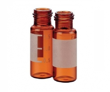 Chrominex 2ml Amber vial, 9-425 screw top, graduated with writing area, 100/pk