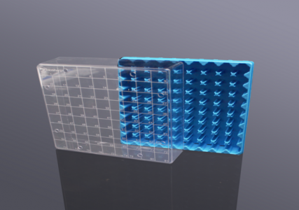 BIOSHARP 2ml Polypropylene cryogenic vial box with polycarbonate lid, for 81 vials