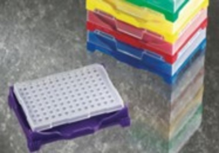 LABCON 96-Place PCR Storage Racks w/Snap Lid,PP,Assorted Colors,5/cs