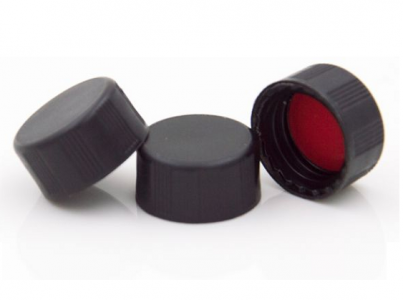 Chrominex Red PTFE/White silicone septa + Black cap closed top, for  4ml 13-425 screw top vial, 100/pk